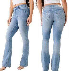 True Religion Becca Crystal midrise bootcut light wash jeans size 28 NWT